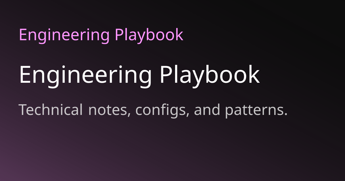 Engineering Playbook